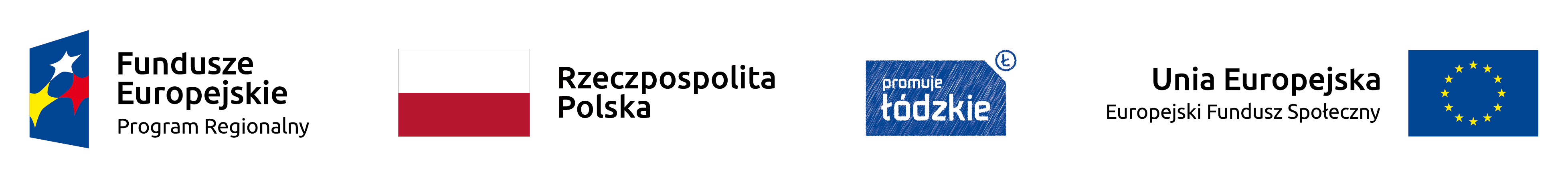 Logo Fundusze Europejskie, Rzeczypospolita Polska, Promuje Łódzkie, Unia Europejska