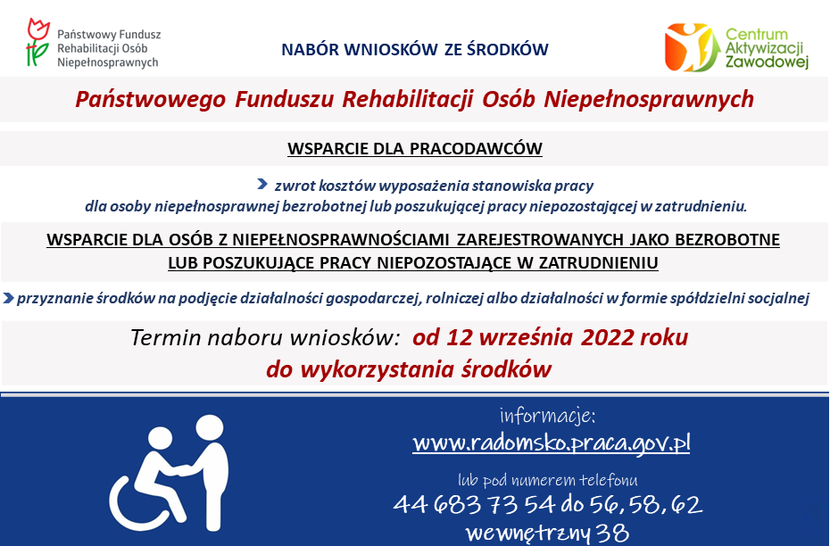 Obrazek dla: Nabory wniosków o przyznanie wsparcia ze środków Państwowego Funduszu Rehabilitacji Osób Niepełnosprawnych.